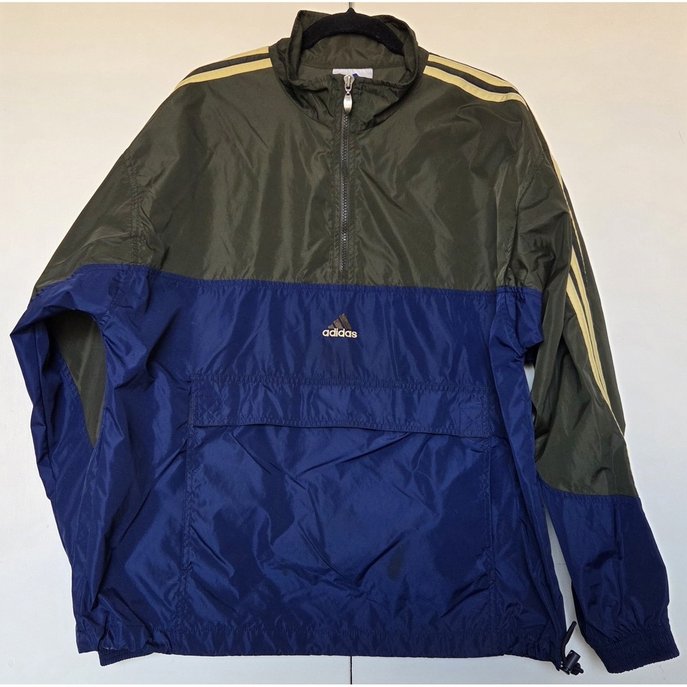 ADIDAS Vintage Mens 1/4 Zip Windbreaker Green/Navy Size Med~Brand New Condition~